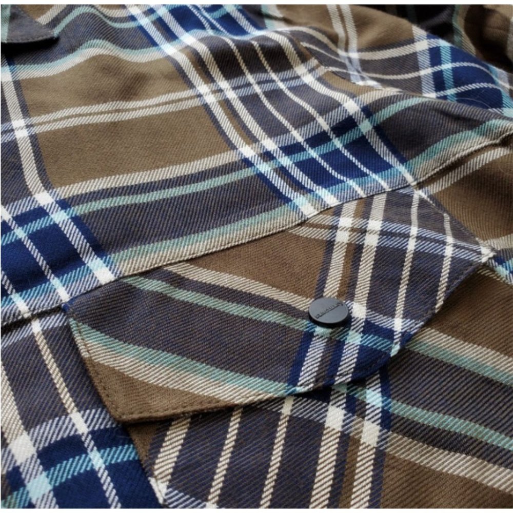 Sanctuary M boyfriend navy white olive forest green black snap front long sleeve - Picture 4 of 6